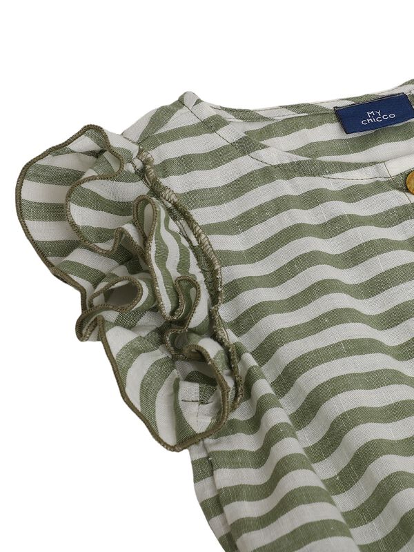 Girls Natural Striped Short Dungaree image number 3